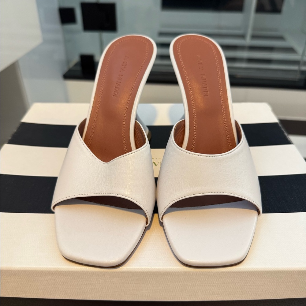 Elegant White Leather Women's Mules